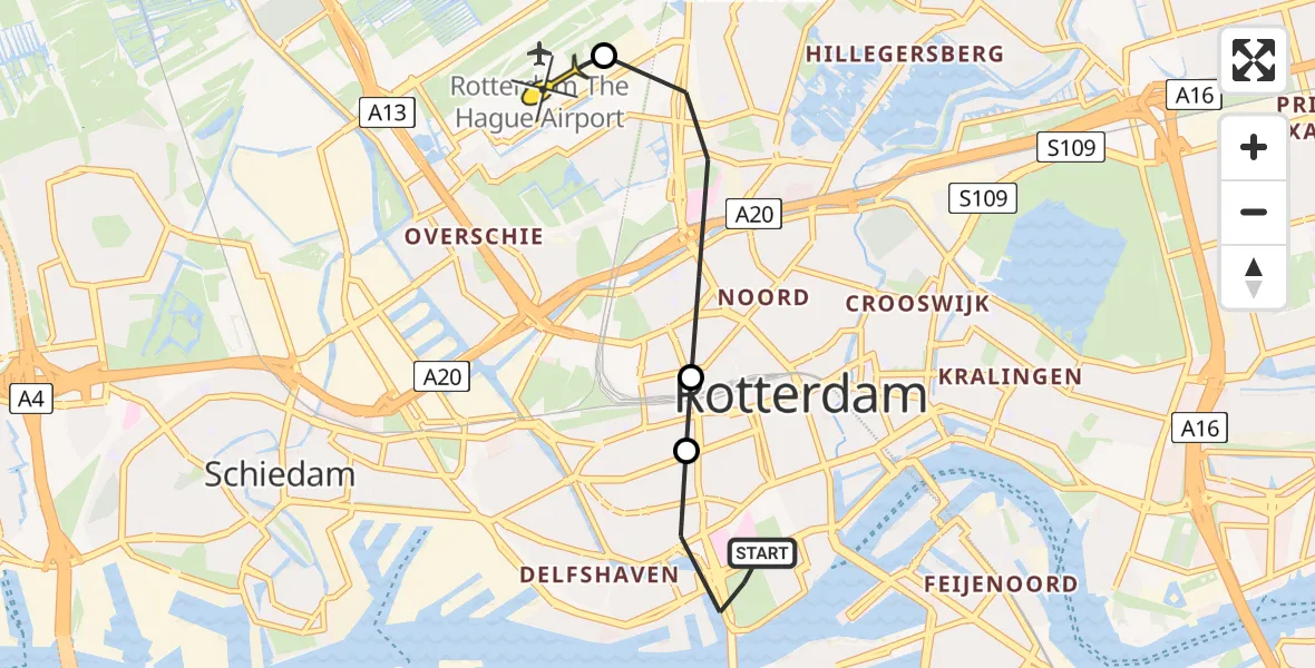 Routekaart van de vlucht: Lifeliner 2 naar Rotterdam The Hague Airport