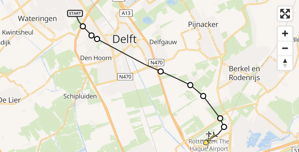 Routekaart van de vlucht: Lifeliner 2 naar Rotterdam The Hague Airport