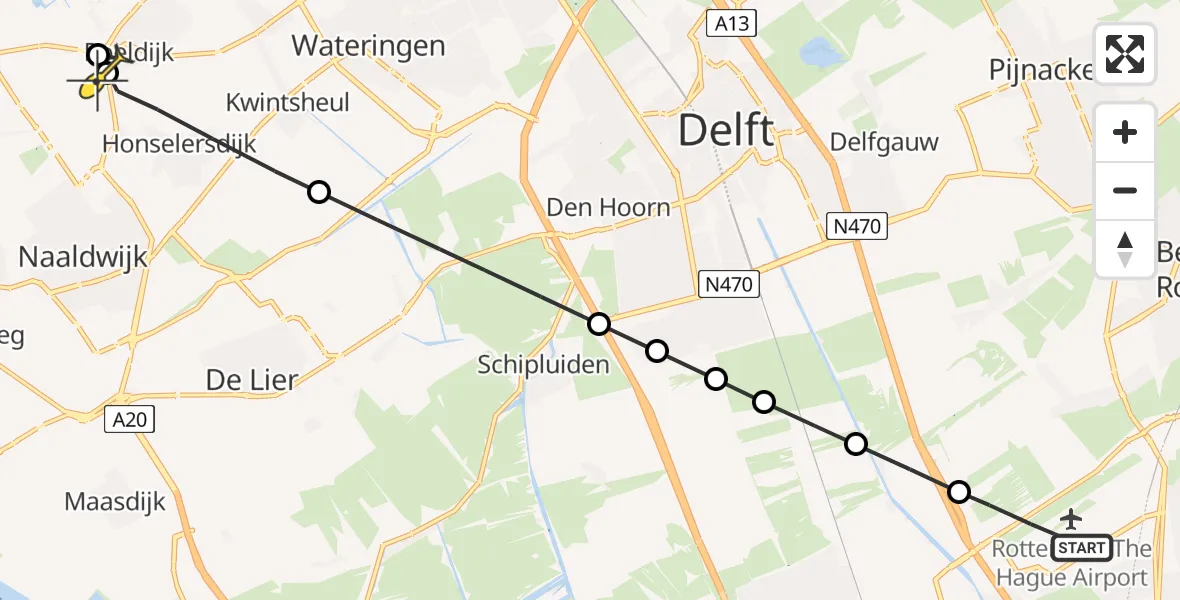 Routekaart van de vlucht: Lifeliner 2 naar Honselersdijk