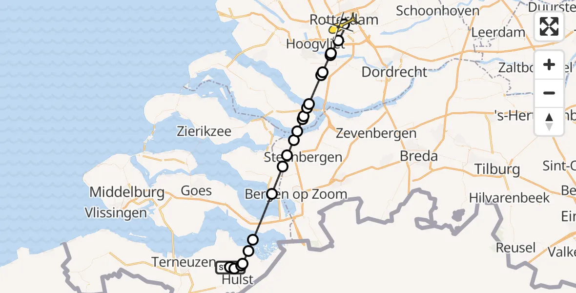 Routekaart van de vlucht: Lifeliner 2 naar Erasmus MC