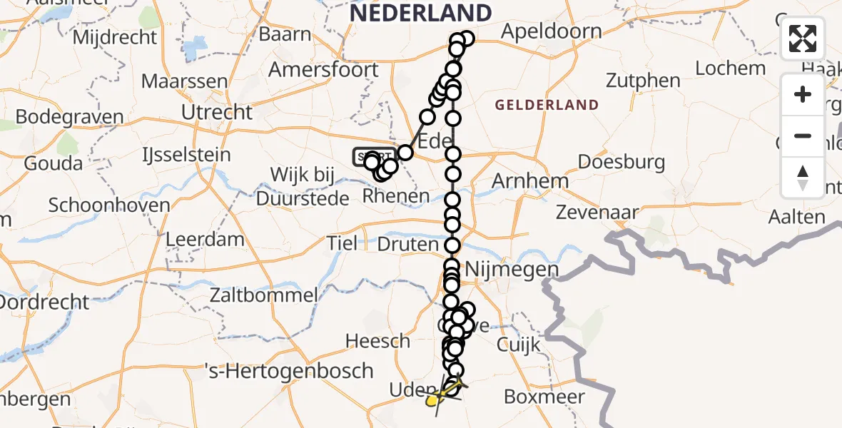 Routekaart van de vlucht: Lifeliner 3 naar Vliegbasis Volkel