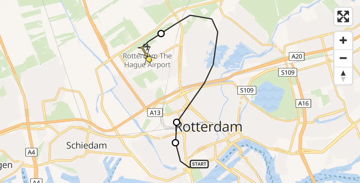 Routekaart van de vlucht: Lifeliner 2 naar Rotterdam The Hague Airport