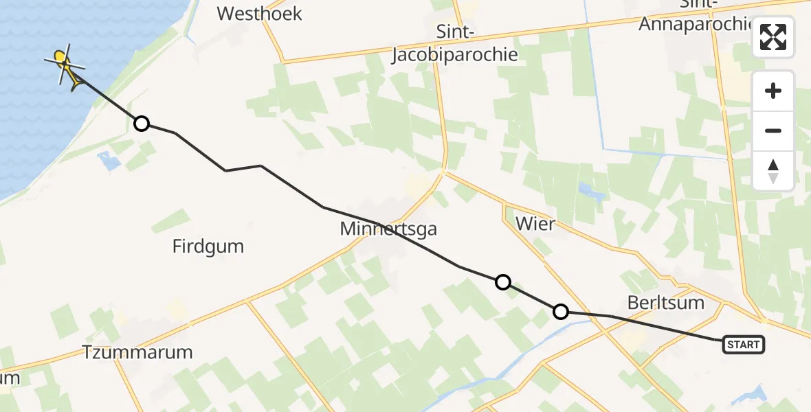 Routekaart van de vlucht: Ambulancehelikopter naar Formerum