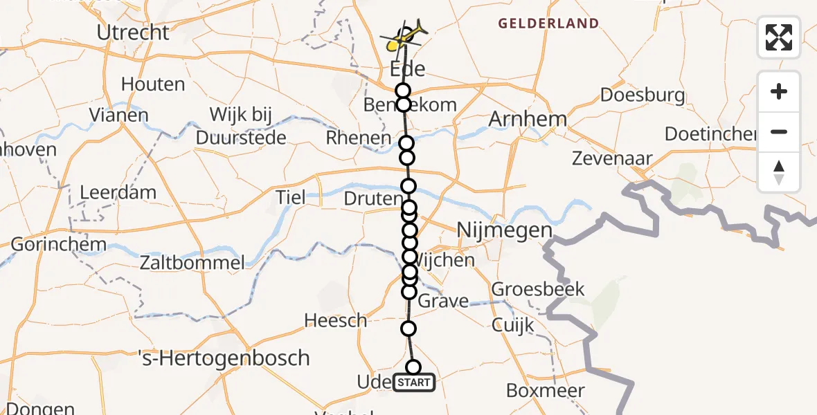 Routekaart van de vlucht: Lifeliner 3 naar Lunteren