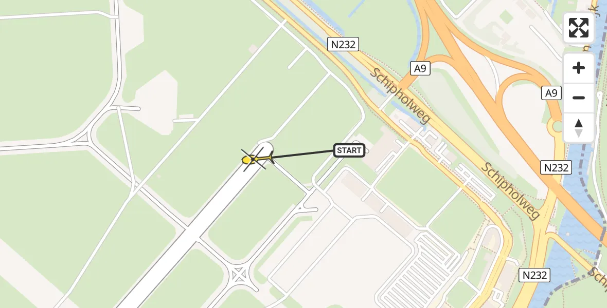Vluchtroute Politiehelikopter van Schiphol naar Schiphol