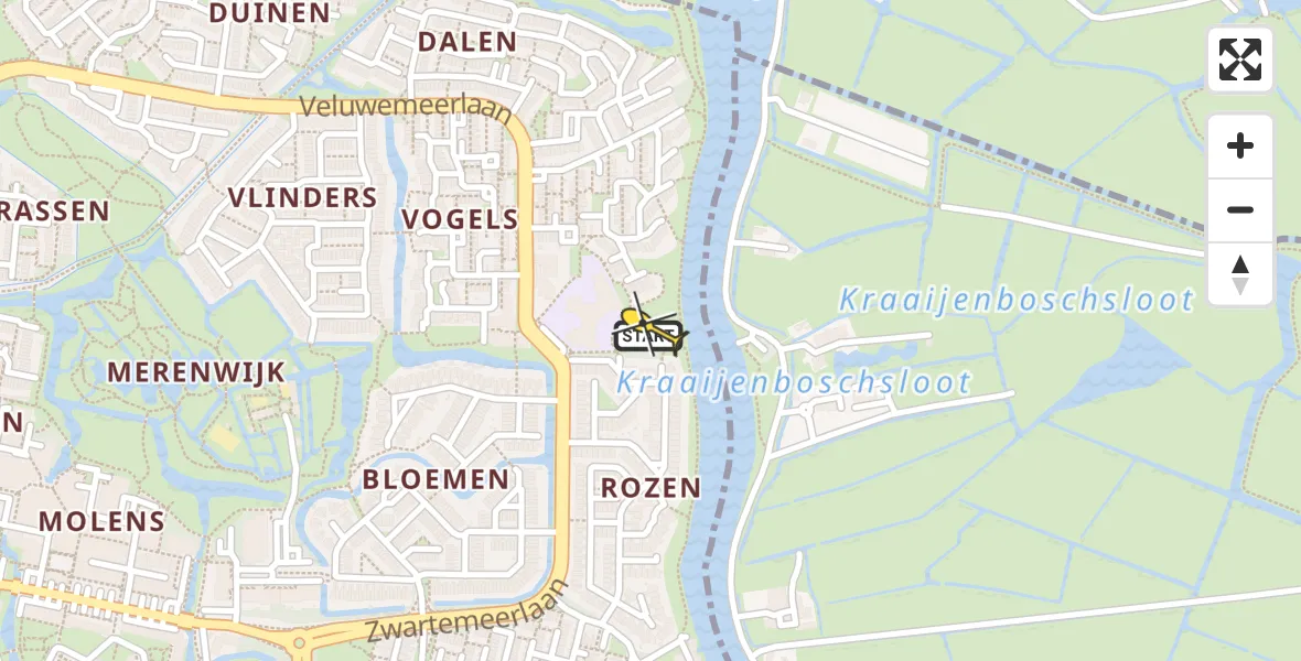 Routekaart van de vlucht: Traumahelikopter naar Leiden