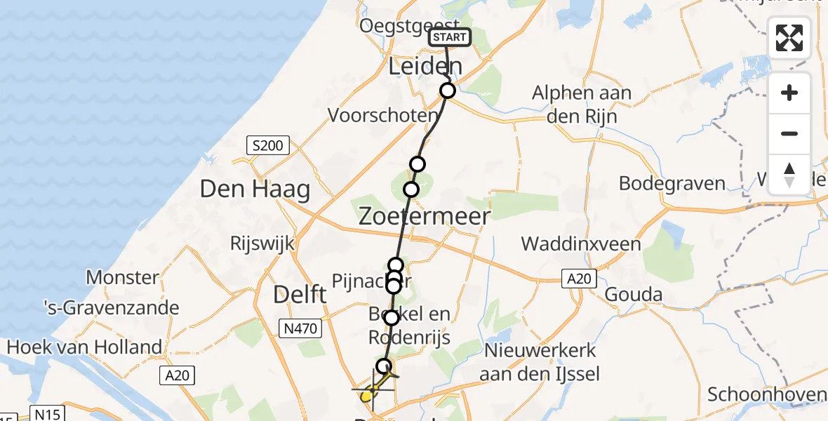 Routekaart van de vlucht: Lifeliner 2 naar Rotterdam The Hague Airport