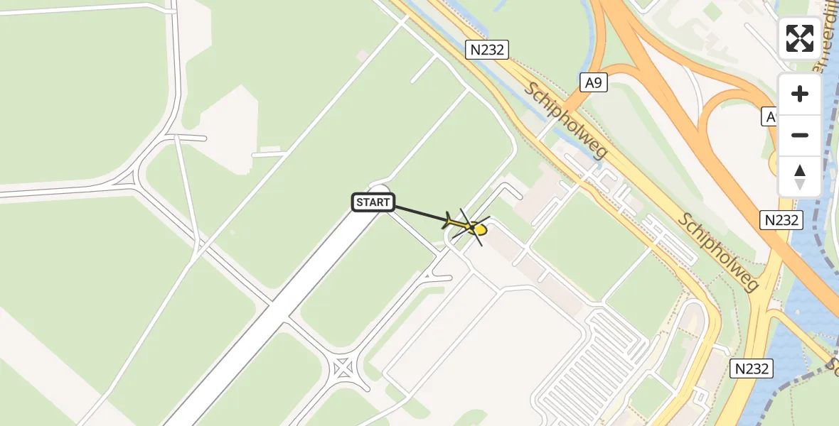 Vluchtroute Politiehelikopter van Schiphol naar Schiphol