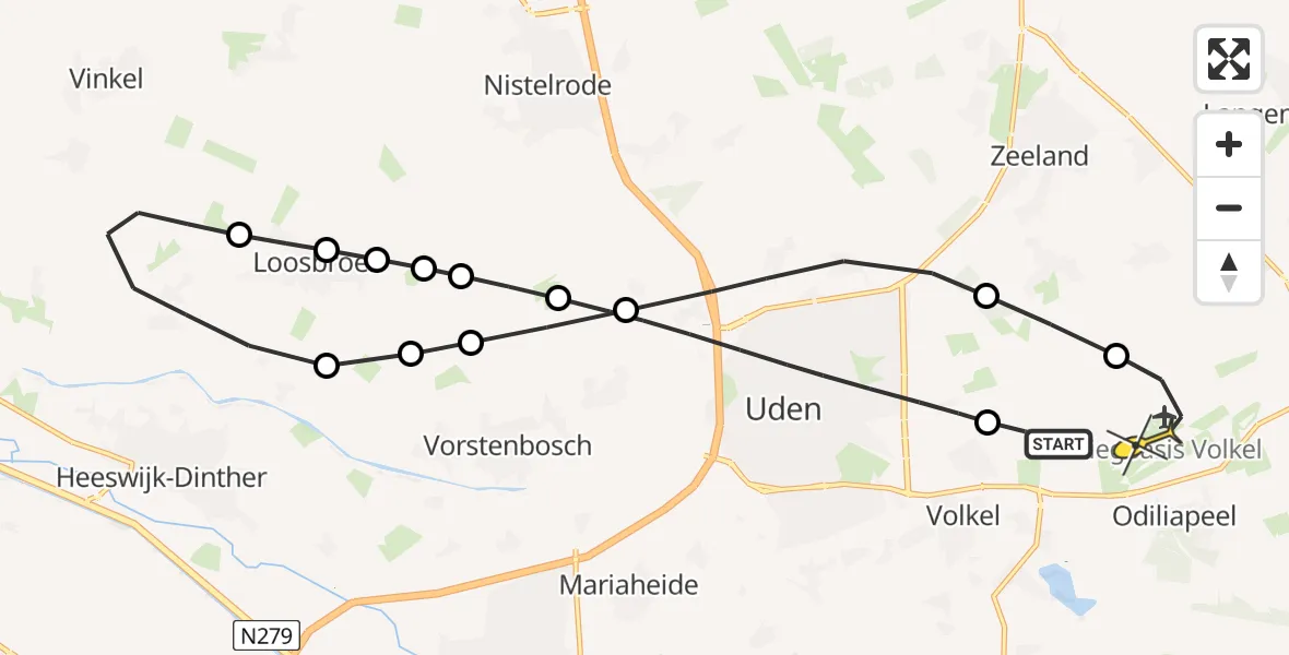 Routekaart van de vlucht: Lifeliner 3 naar Vliegbasis Volkel