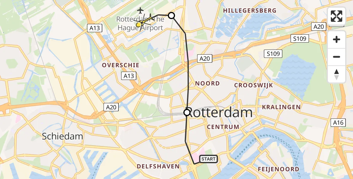 Routekaart van de vlucht: Lifeliner 2 naar Rotterdam The Hague Airport