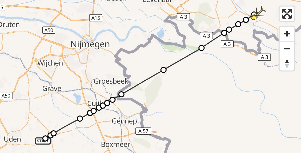 Routekaart van de vlucht: Lifeliner 3 naar Silvolde