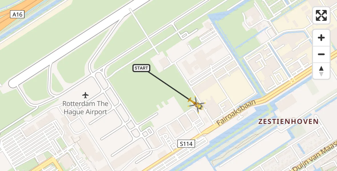 Vluchtroute Traumahelikopter Rotterdam The Hague Airport - Rotterdam The Hague Airport, 23 november 2023, 16:36