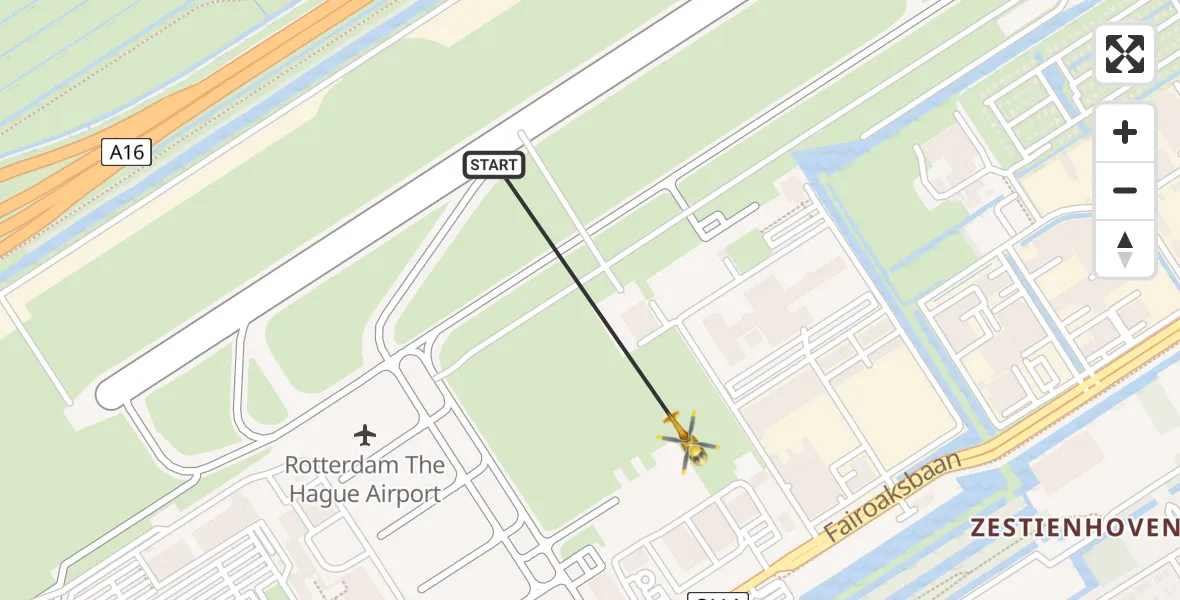 Vluchtroute Traumahelikopter Rotterdam The Hague Airport - Rotterdam The Hague Airport, 23 november 2023, 18:07