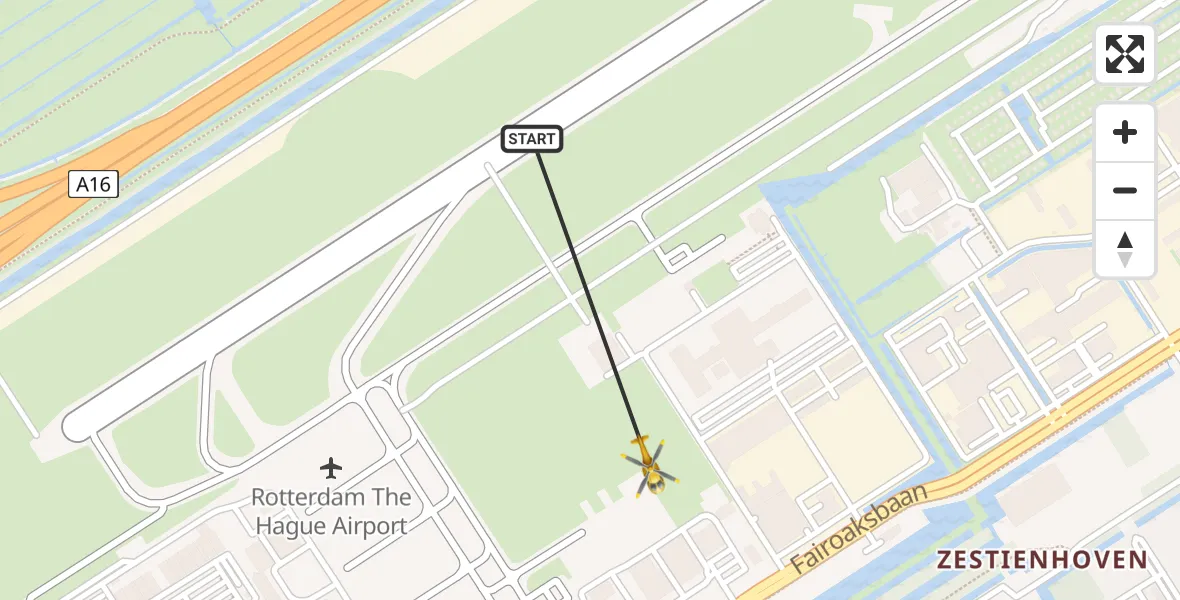 Vluchtroute Traumahelikopter Rotterdam The Hague Airport - Rotterdam The Hague Airport, 23 november 2023, 18:37