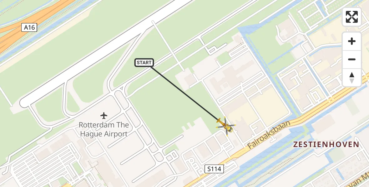 Vluchtroute Traumahelikopter Rotterdam The Hague Airport - Rotterdam The Hague Airport, 23 november 2023, 19:26