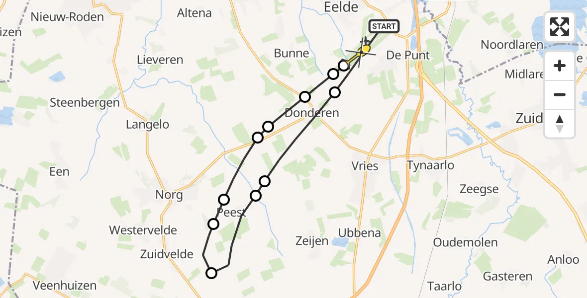 Routekaart van de vlucht: Lifeliner 4 naar Groningen Airport Eelde