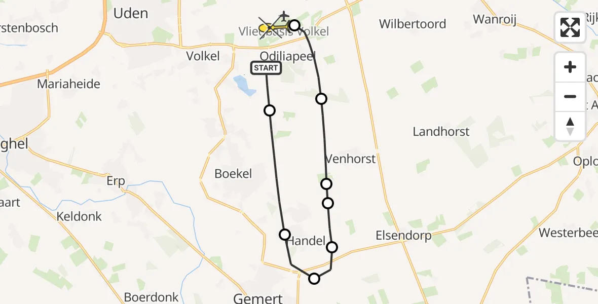 Routekaart van de vlucht: Lifeliner 3 naar Vliegbasis Volkel