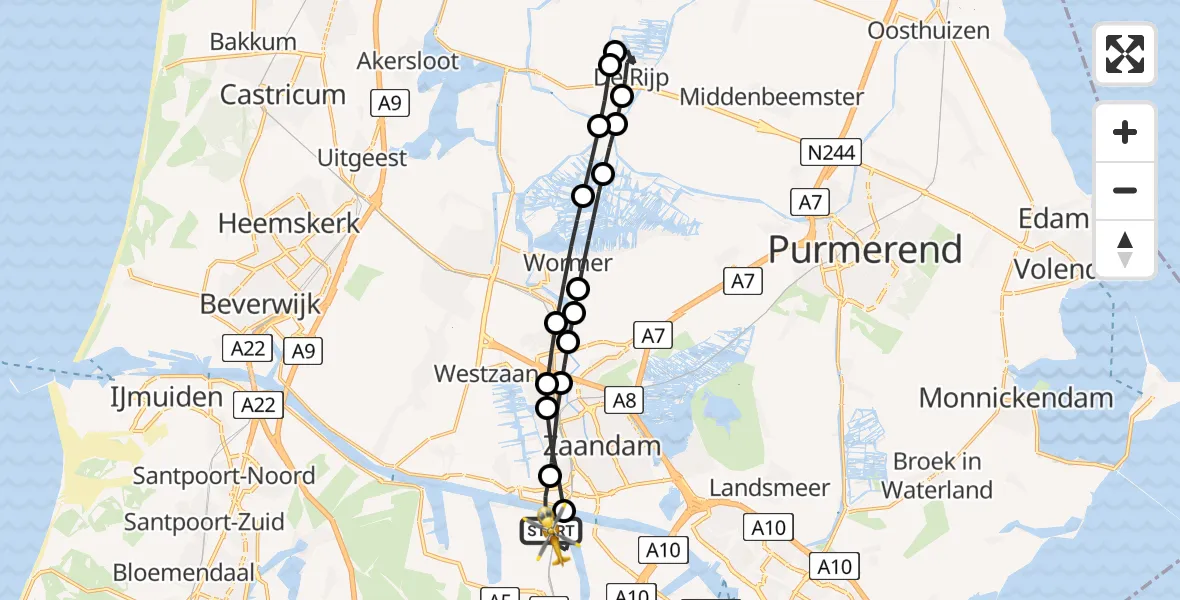 Vluchtroute Traumahelikopter Amsterdam Heliport - Amsterdam Heliport, 24 november 2023, 09:13