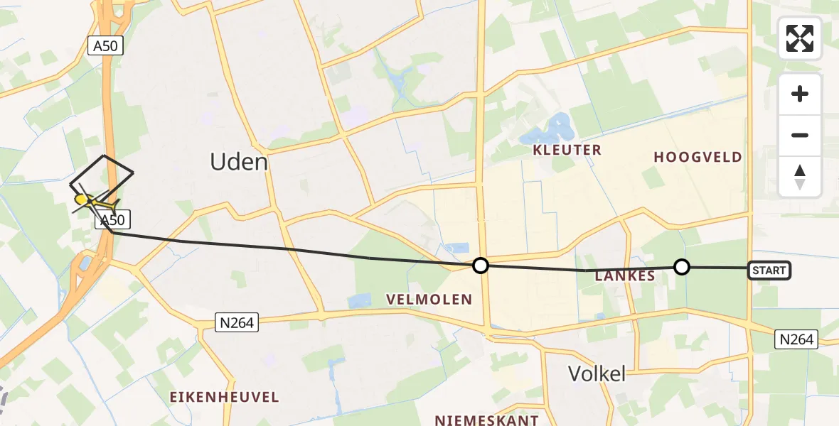 Routekaart van de vlucht: Lifeliner 3 naar Uden