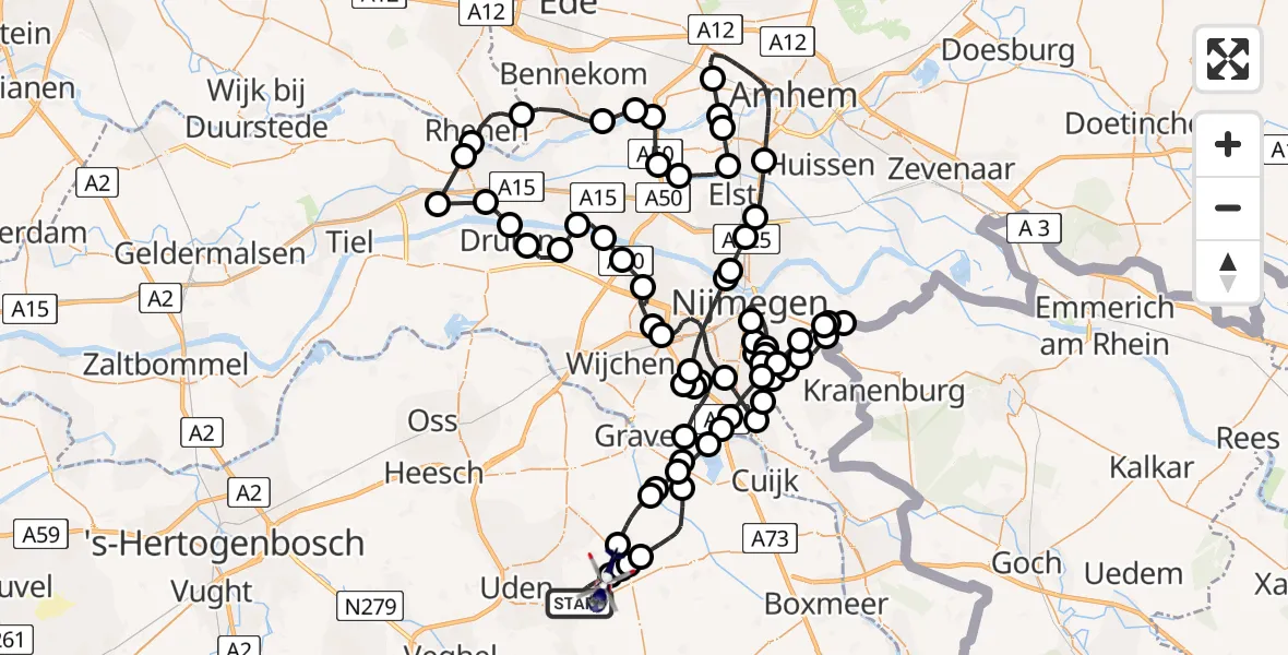 Vluchtroute Politiehelikopter Vliegbasis Volkel - Vliegbasis Volkel, 24 november 2023, 11:21