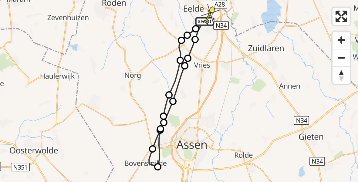 Routekaart van de vlucht: Lifeliner 4 naar Groningen Airport Eelde