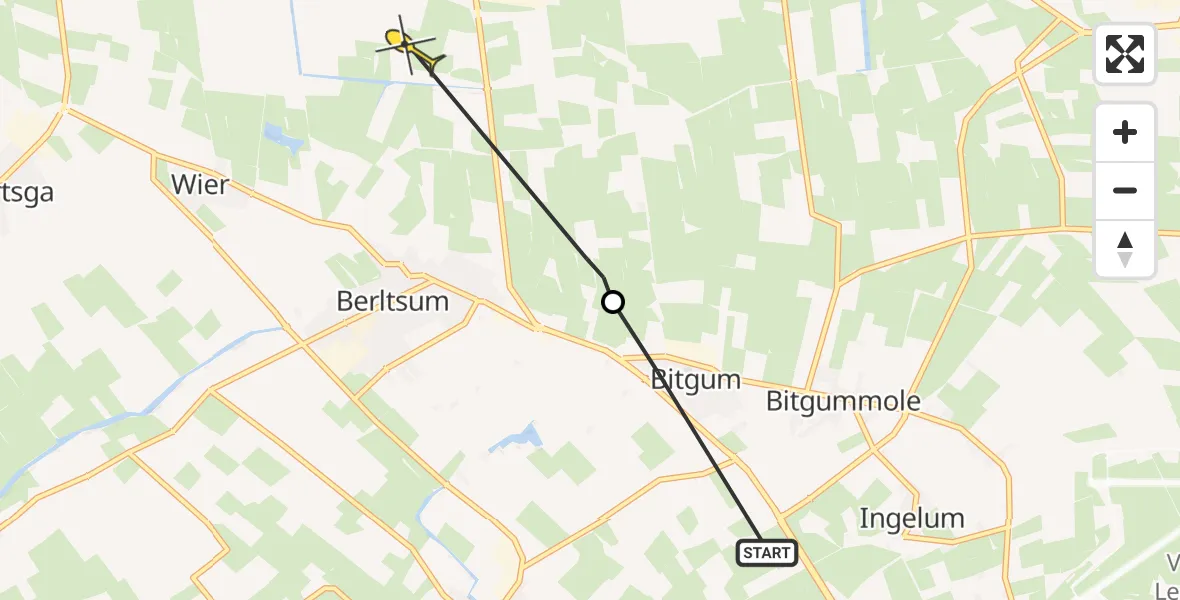 Routekaart van de vlucht: Ambulancehelikopter naar St.-Annaparochie