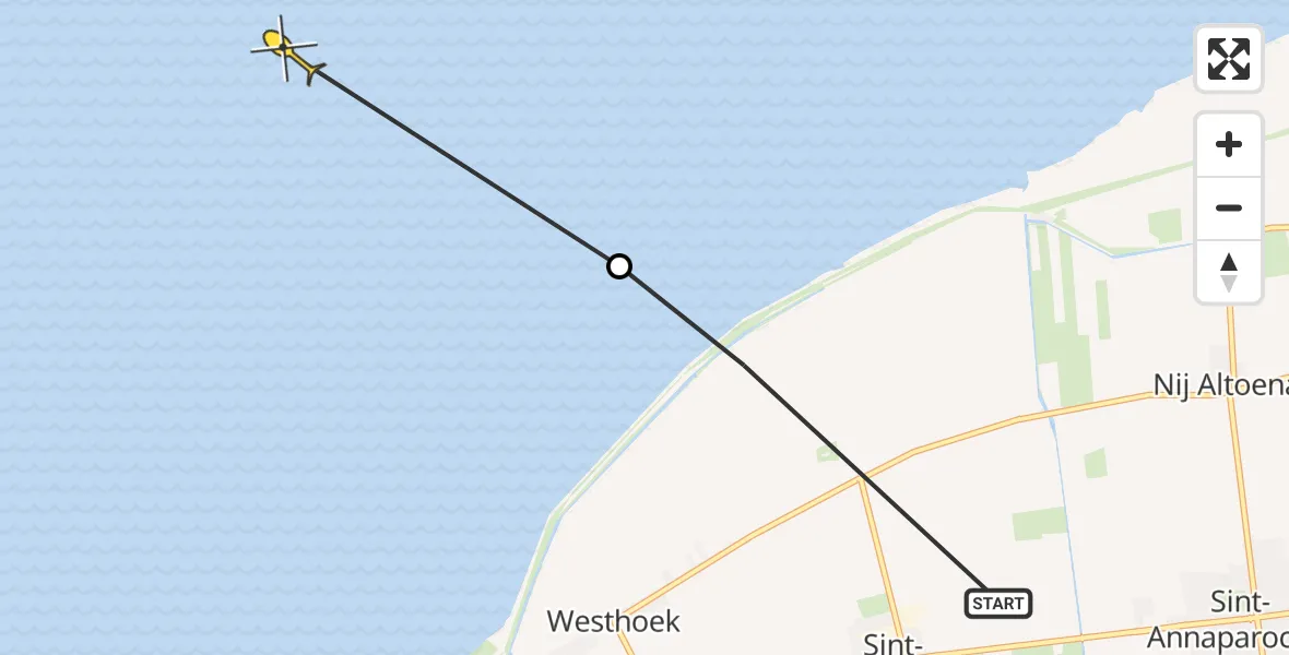 Routekaart van de vlucht: Ambulanceheli naar Oosterend