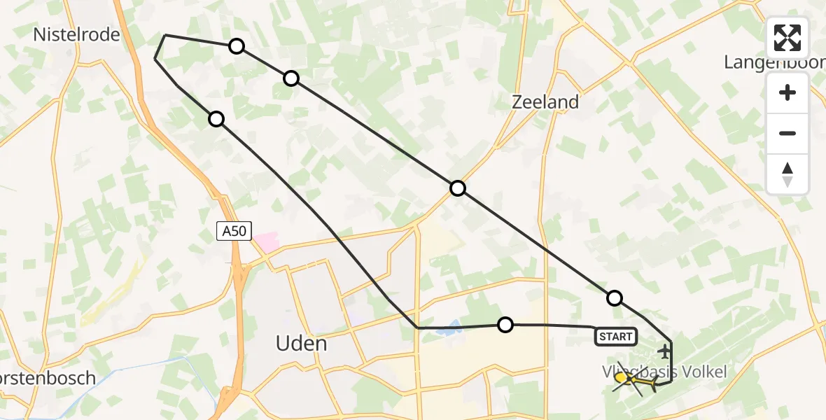 Routekaart van de vlucht: Lifeliner 3 naar Vliegbasis Volkel