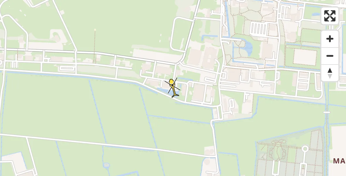 Vluchtroute Ambulancehelikopter van Vliegbasis Leeuwarden naar Vliegbasis Leeuwarden