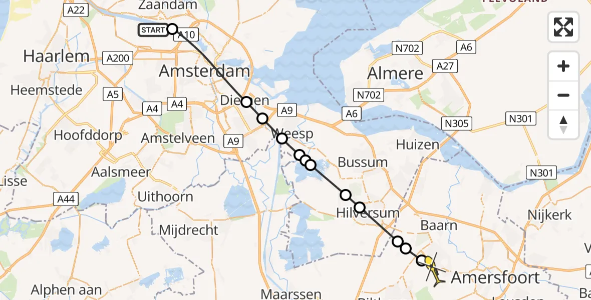 Routekaart van de vlucht: Lifeliner 1 naar Soest