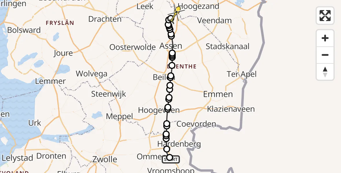 Routekaart van de vlucht: Lifeliner 4 naar Groningen Airport Eelde