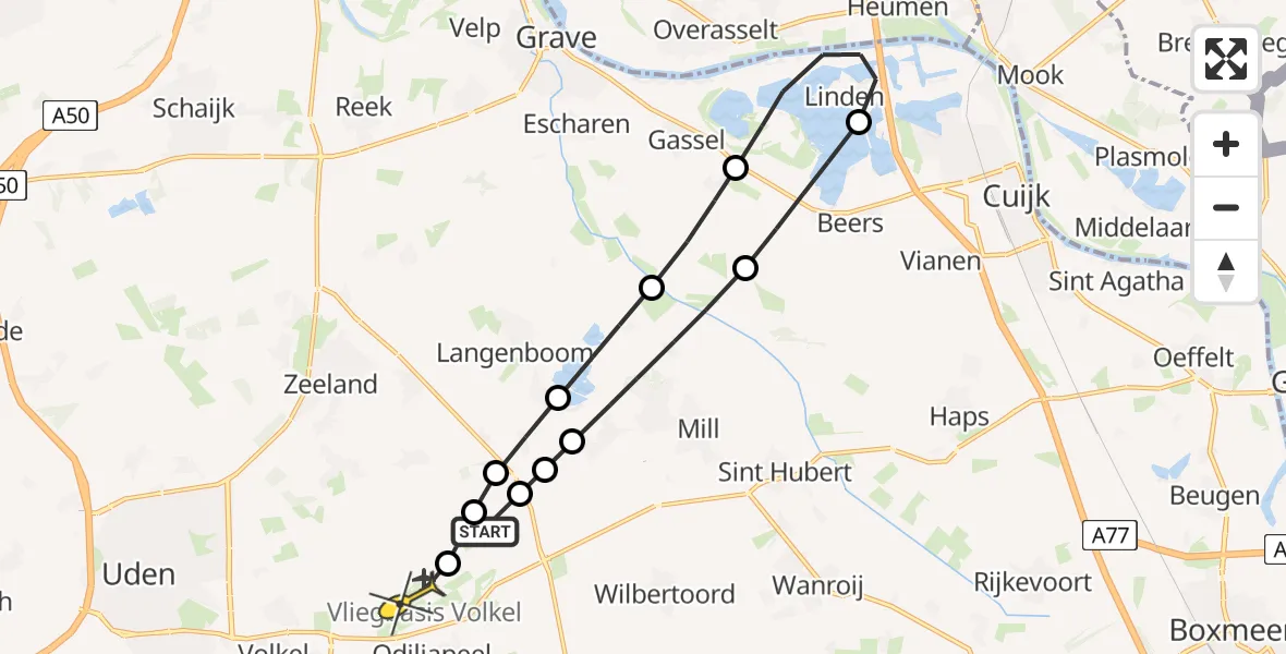 Routekaart van de vlucht: Lifeliner 3 naar Vliegbasis Volkel