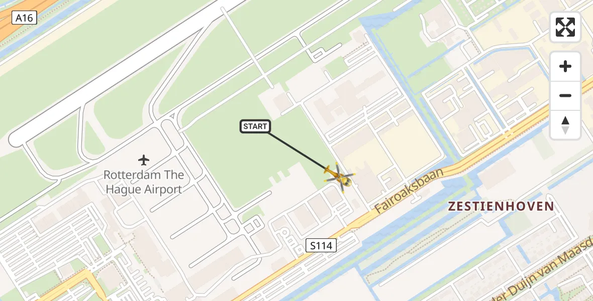 Vluchtroute Traumahelikopter Rotterdam The Hague Airport - Rotterdam The Hague Airport, 24 november 2023, 20:01