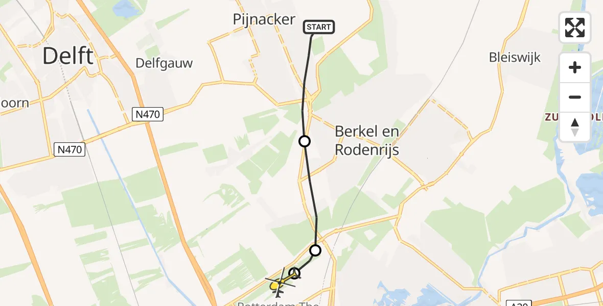 Routekaart van de vlucht: Lifeliner 2 naar Rotterdam The Hague Airport