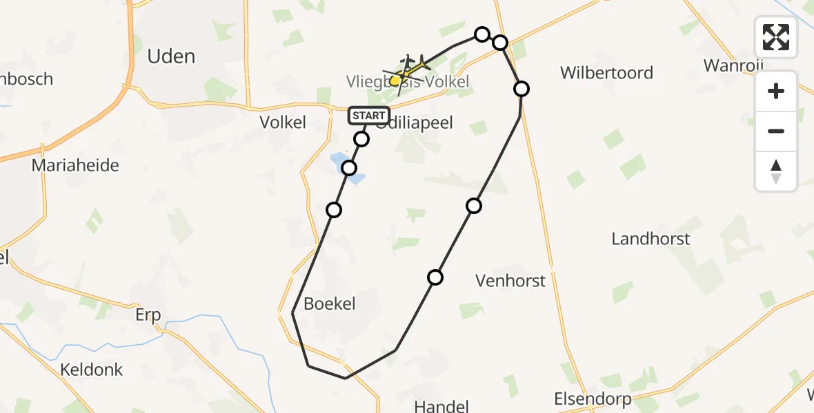 Routekaart van de vlucht: Lifeliner 3 naar Vliegbasis Volkel