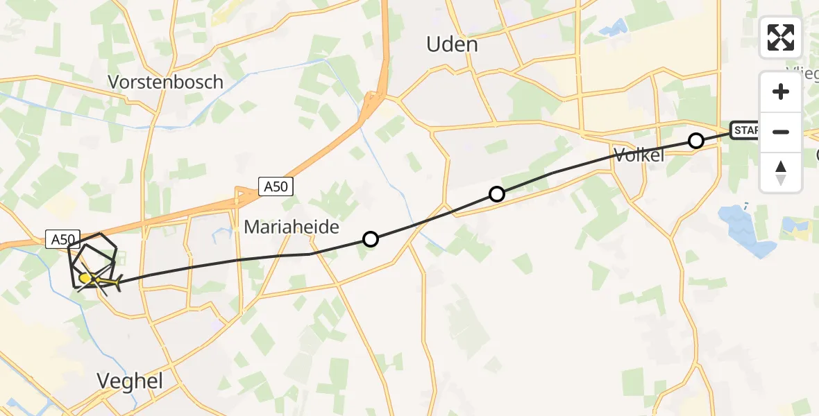 Routekaart van de vlucht: Lifeliner 3 naar Veghel