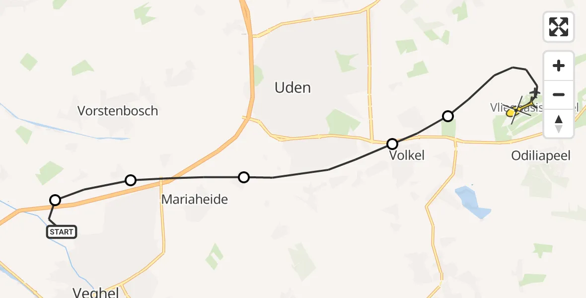 Routekaart van de vlucht: Lifeliner 3 naar Vliegbasis Volkel