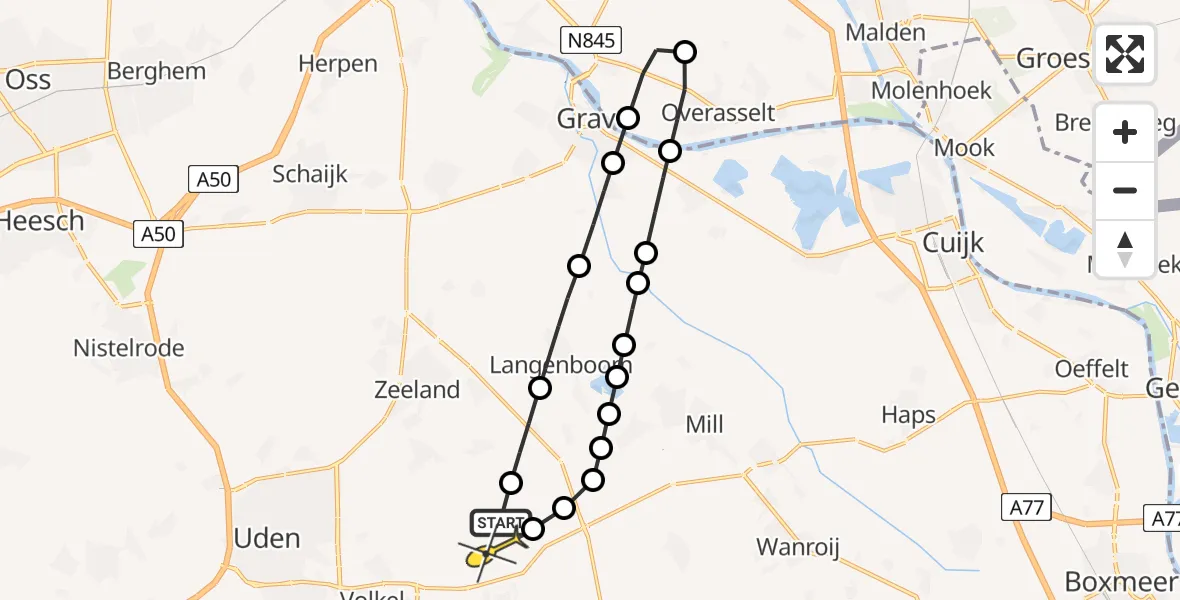 Routekaart van de vlucht: Lifeliner 3 naar Vliegbasis Volkel