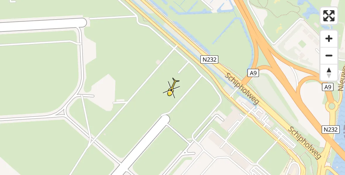 Vluchtroute Politiehelikopter van Schiphol naar Schiphol