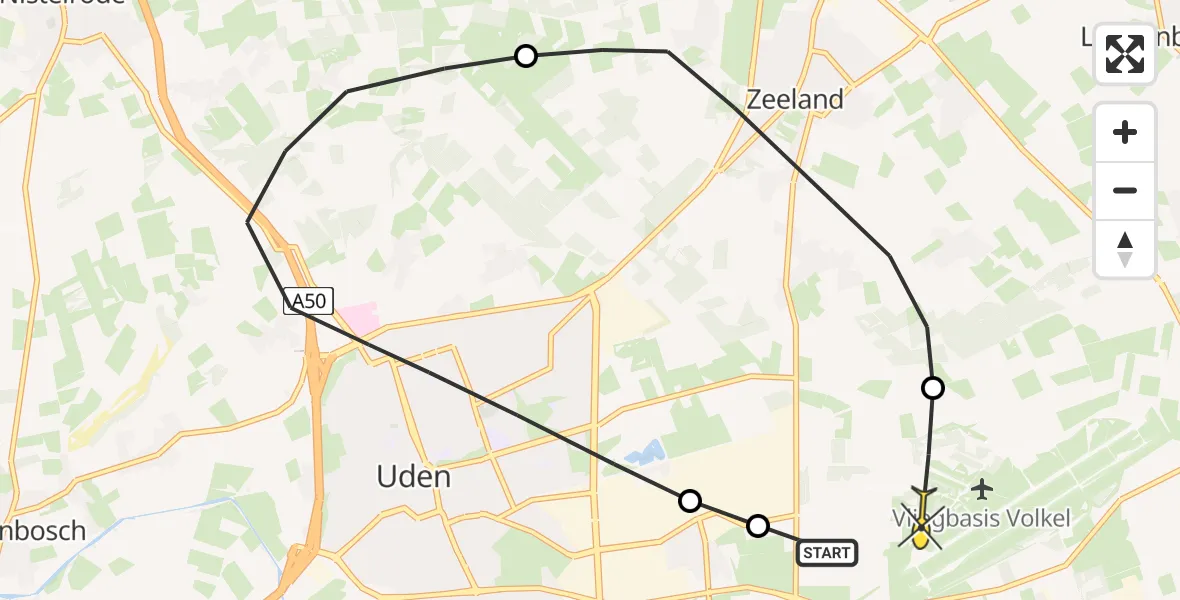 Routekaart van de vlucht: Lifeliner 3 naar Vliegbasis Volkel