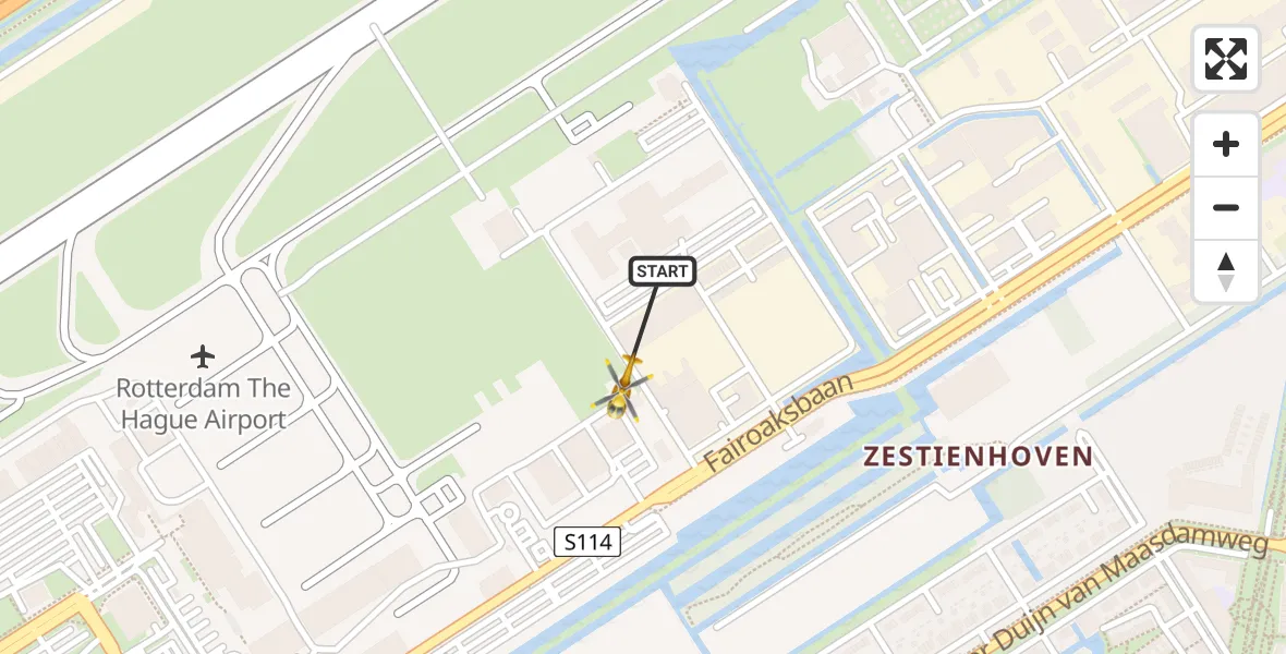 Vluchtroute Traumahelikopter Rotterdam The Hague Airport - Rotterdam The Hague Airport, 27 november 2023, 09:58