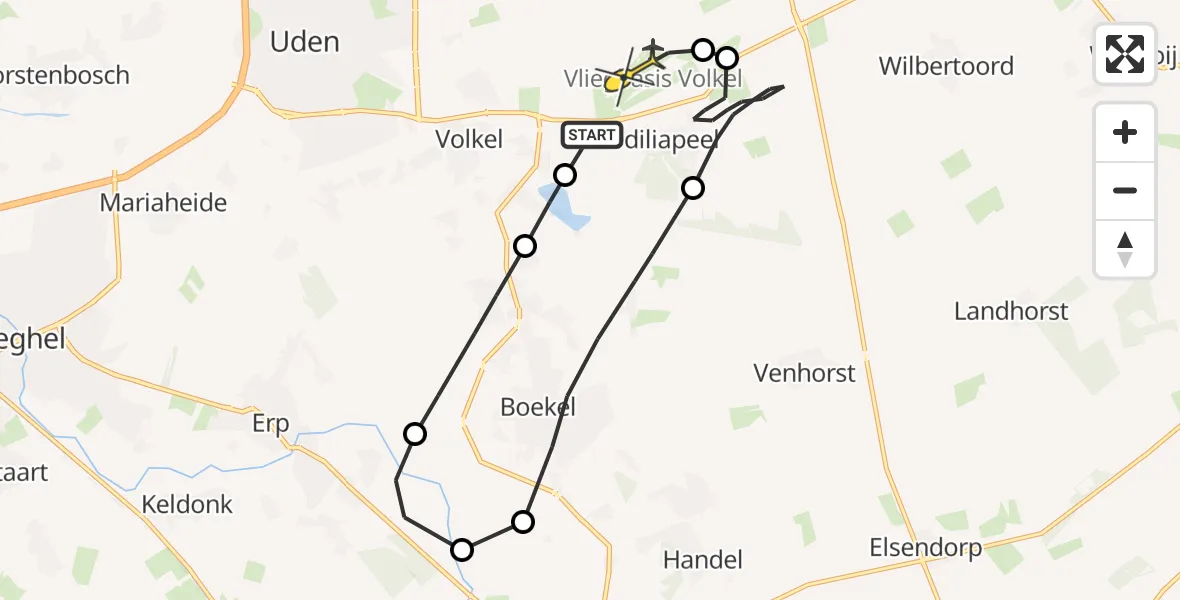 Routekaart van de vlucht: Lifeliner 3 naar Vliegbasis Volkel