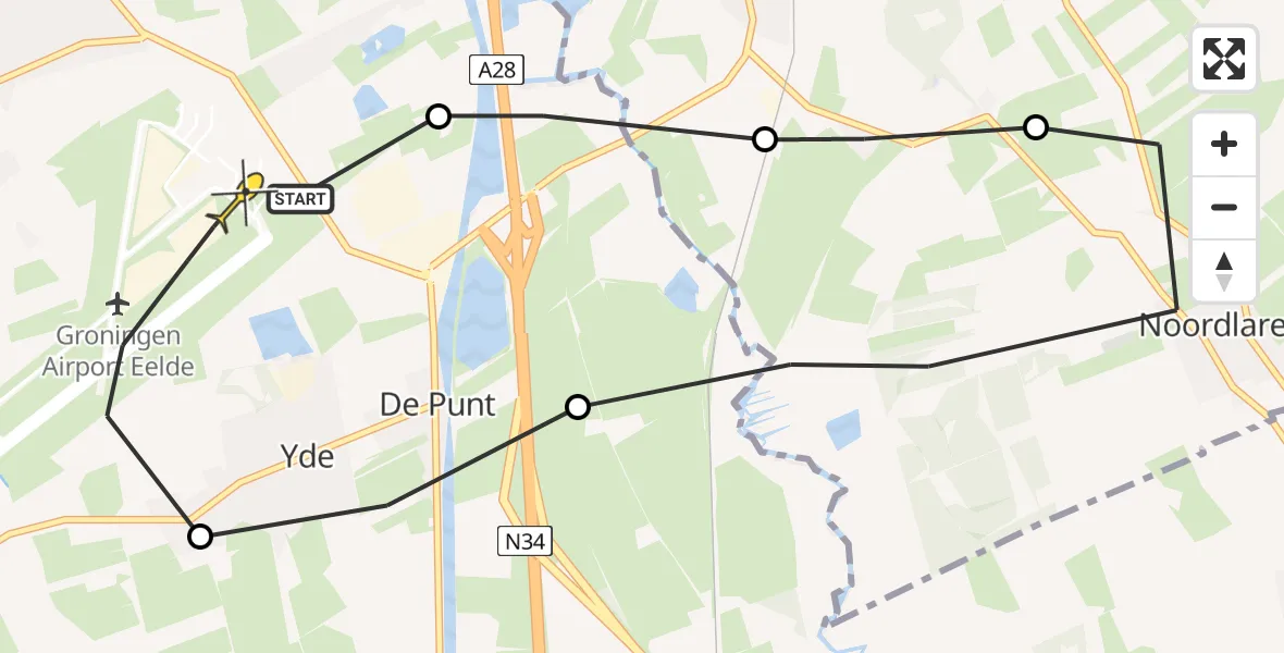Routekaart van de vlucht: Lifeliner 4 naar Groningen Airport Eelde