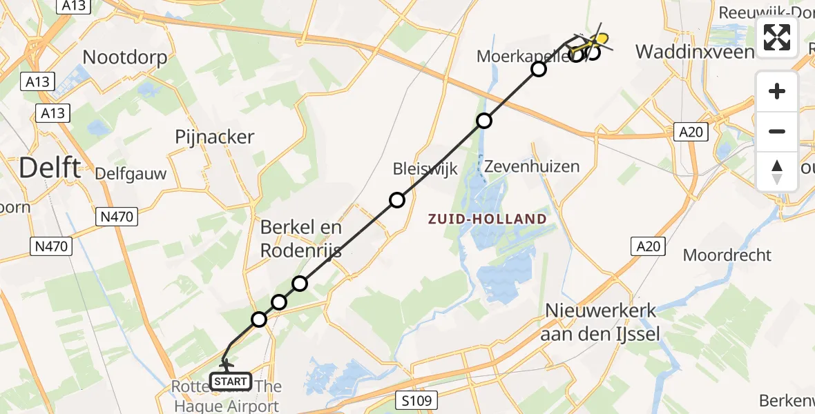 Routekaart van de vlucht: Lifeliner 2 naar Moerkapelle