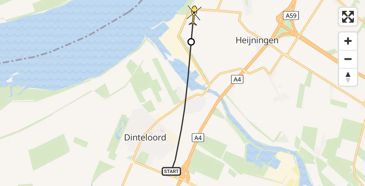 Routekaart van de vlucht: Lifeliner 2 naar Heijningen