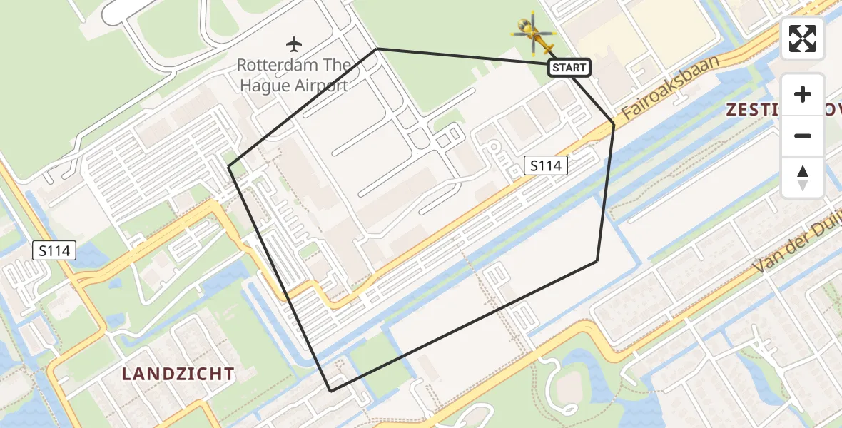 Vluchtroute Traumahelikopter Rotterdam The Hague Airport - Rotterdam The Hague Airport, 28 november 2023, 10:00