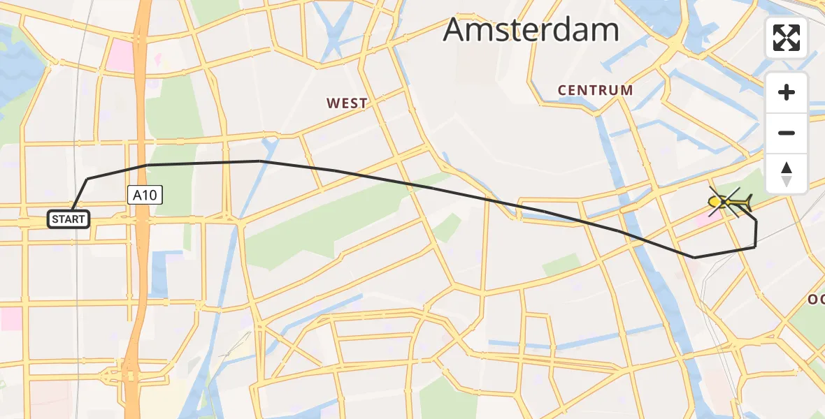 Routekaart van de vlucht: Lifeliner 1 naar Amsterdam