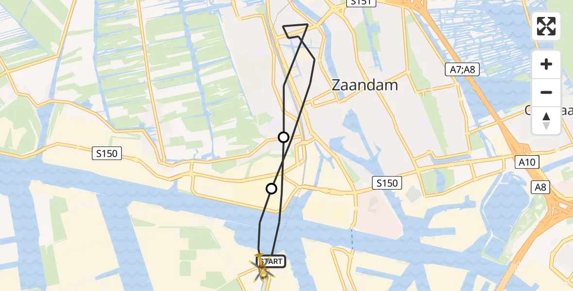 Vluchtroute Traumahelikopter Amsterdam Heliport - Amsterdam Heliport, 28 november 2023, 11:48