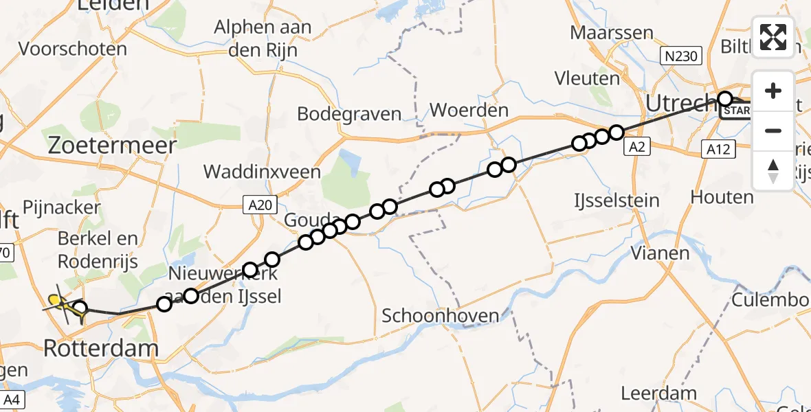 Routekaart van de vlucht: Lifeliner 2 naar Rotterdam The Hague Airport