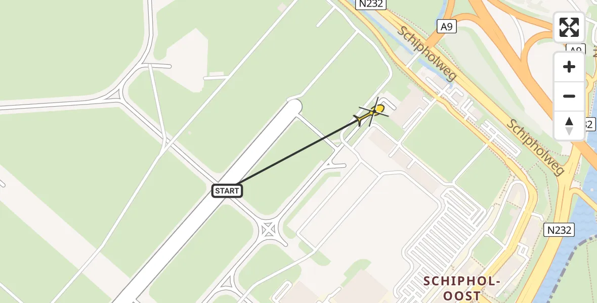 Vluchtroute Politiehelikopter van Schiphol naar Schiphol